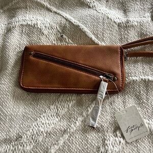 Free People Brown Leather Wristlet